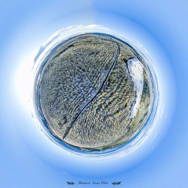 Sphère panoramique Aubrac enneigée – Photo reportage paysage
